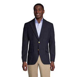 Land's End Mens Deep Navy Hopsack Blazer, NWT